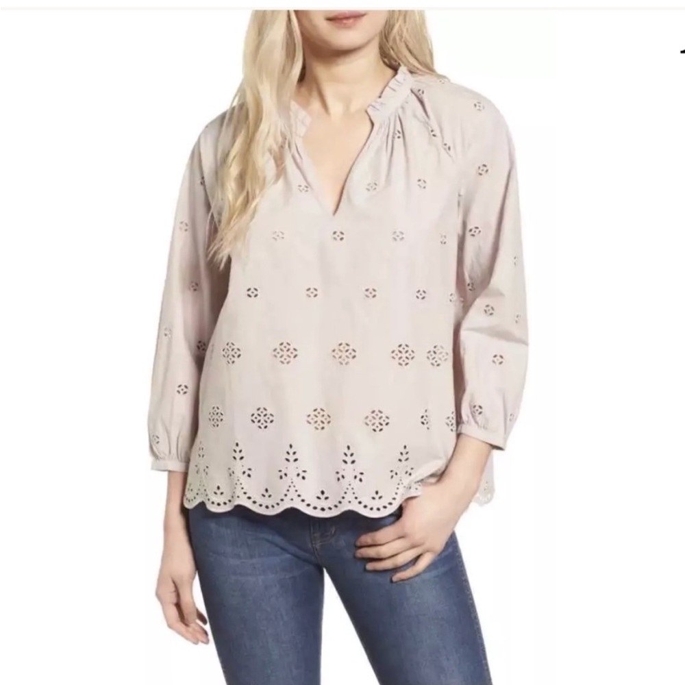 MADEWELL 100% Cotton Eyelet Pale Lilac Blouse S